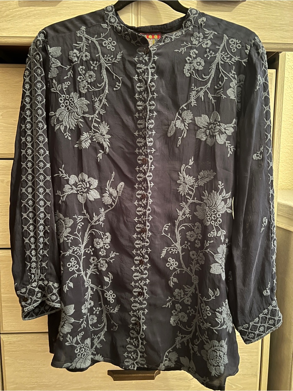 Johnny Was Long Sleeve Embroidered Blouse, Size Medium